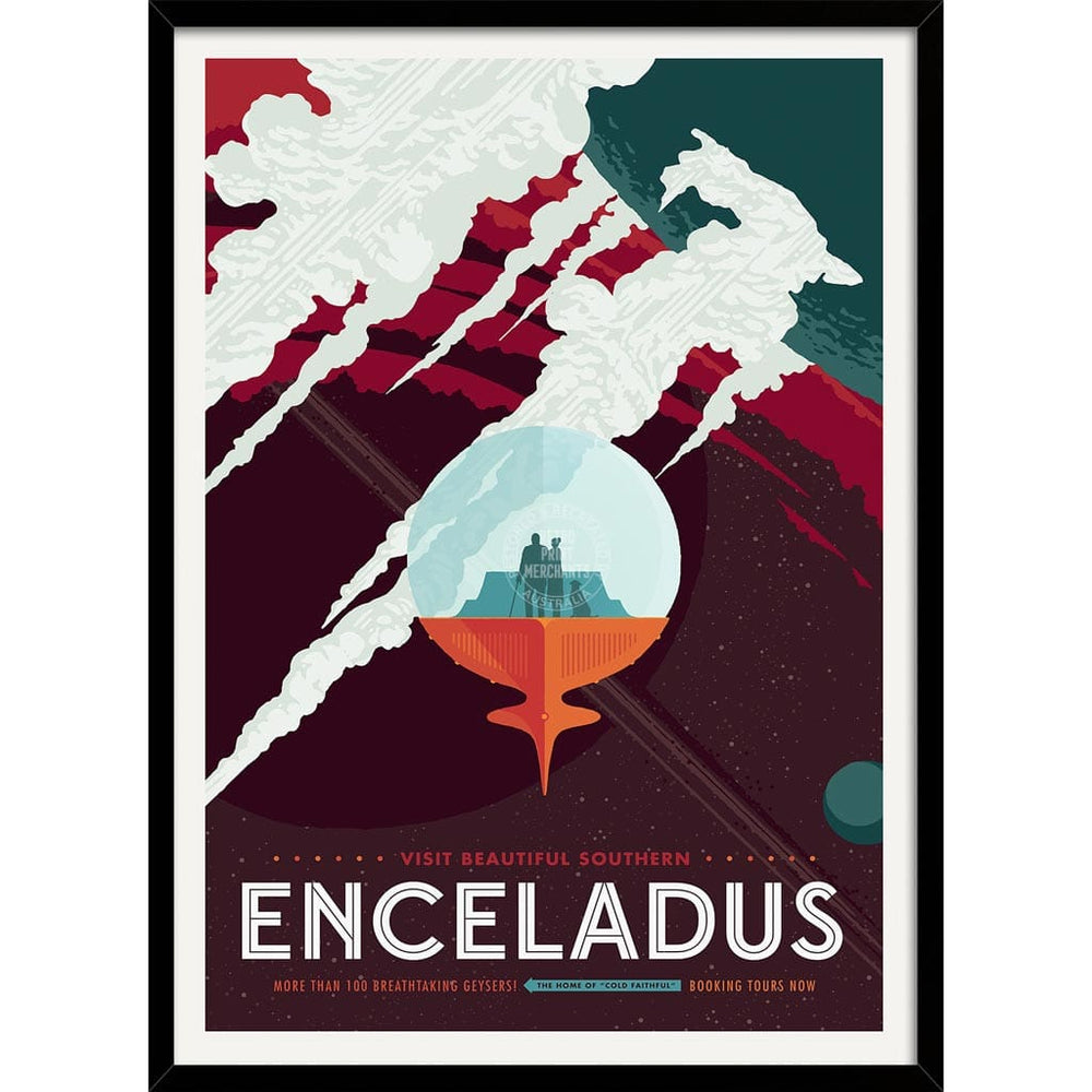 Nasa Enceladus | Usa 422Mm X 295Mm 16.6 11.6 A3 / Black Print Art