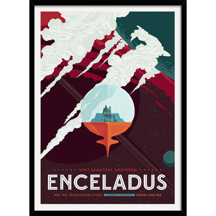 Nasa Enceladus | Usa 422Mm X 295Mm 16.6 11.6 A3 / Black Print Art