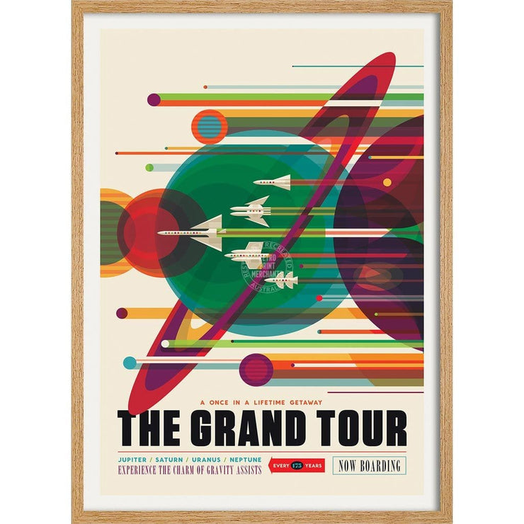 Nasa Grand Tour | Usa 422Mm X 295Mm 16.6 11.6 A3 / Natural Oak Print Art