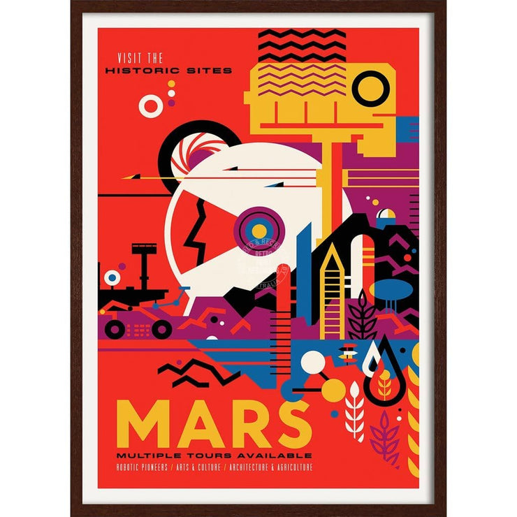 Nasa Mars Tours | Usa 422Mm X 295Mm 16.6 11.6 A3 / Dark Oak Print Art