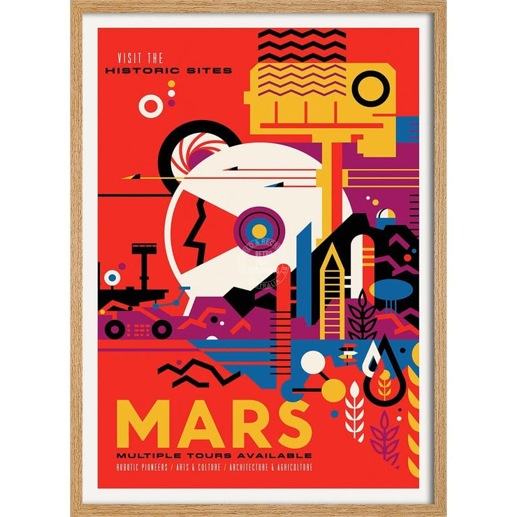 Nasa Mars Tours | Usa 422Mm X 295Mm 16.6 11.6 A3 / Natural Oak Print Art