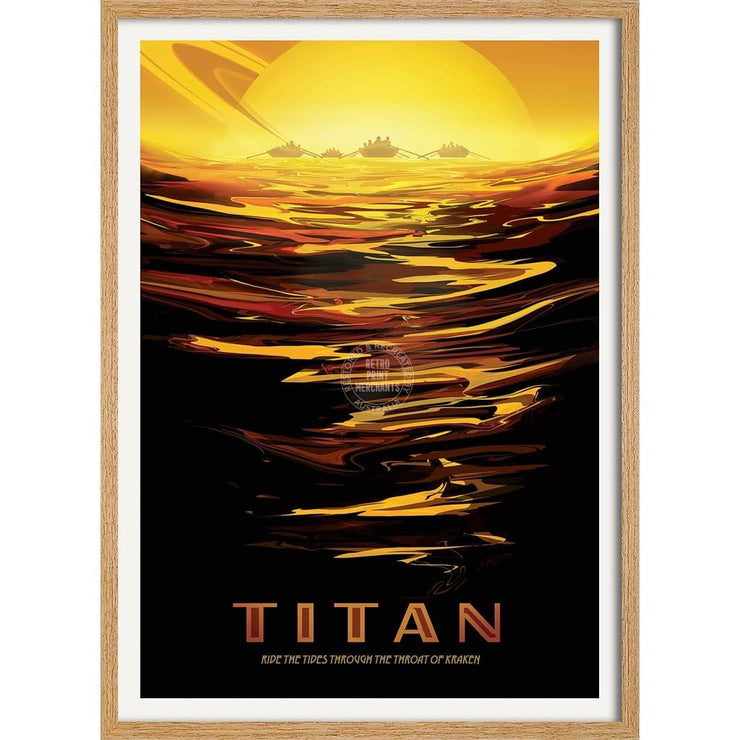 Nasa Titan | Usa 422Mm X 295Mm 16.6 11.6 A3 / Natural Oak Print Art