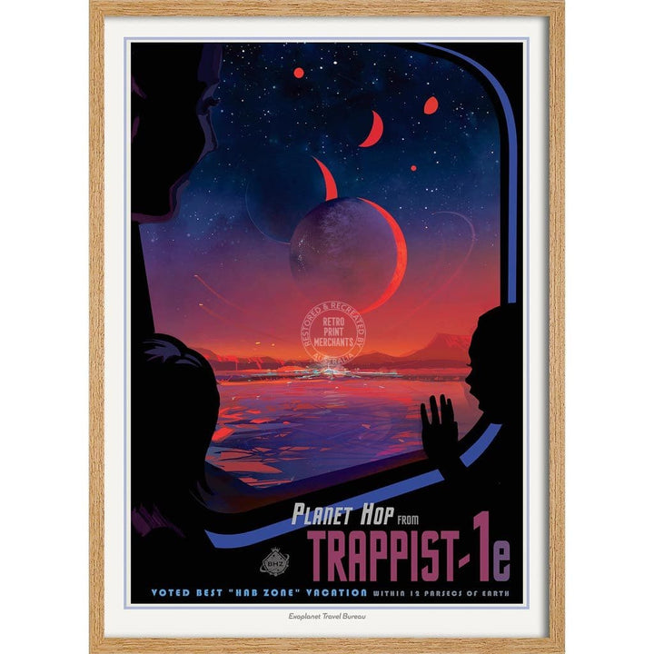 Nasa Trappist-1E | Usa 422Mm X 295Mm 16.6 11.6 A3 / Natural Oak Print Art