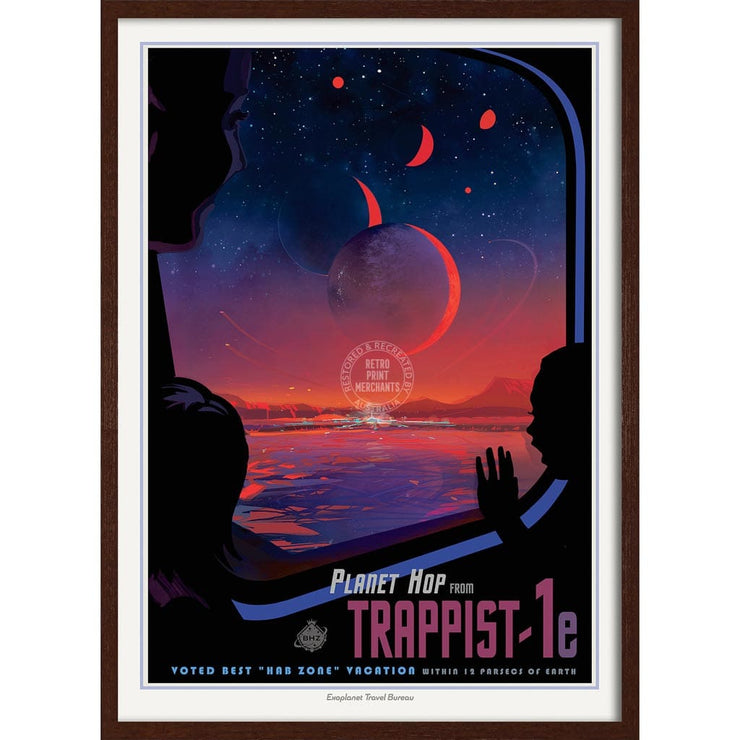 Nasa Trappist-1E | Usa 422Mm X 295Mm 16.6 11.6 A3 / Dark Oak Print Art