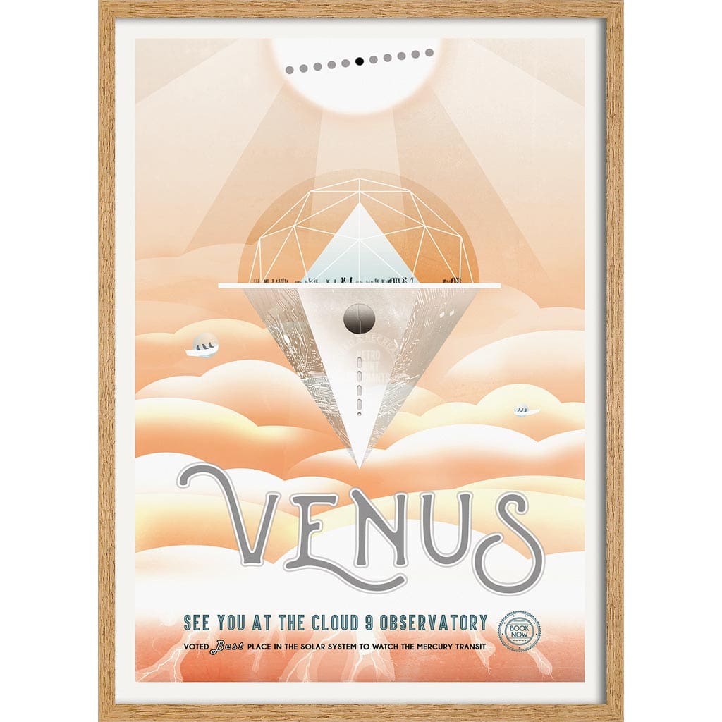Nasa Venus | Usa 422Mm X 295Mm 16.6 11.6 A3 / Natural Oak Print Art