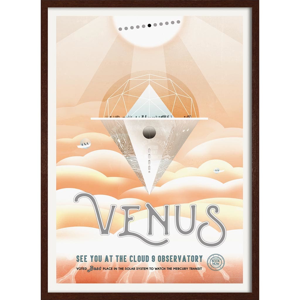 Nasa Venus | Usa 422Mm X 295Mm 16.6 11.6 A3 / Dark Oak Print Art