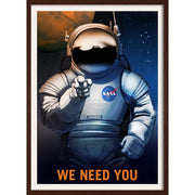 Nasa We Need You | Usa 422Mm X 295Mm 16.6 11.6 A3 / Dark Oak Print Art