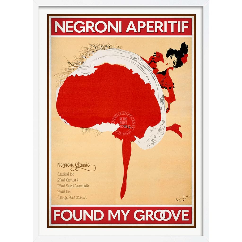 Negroni Aperitif | Worldwide A4 210 X 297Mm 8.3 11.7 Inches / Framed Print: White Timber Print Art