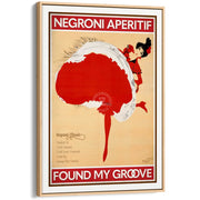 Negroni Aperitif | Worldwide A4 210 X 297Mm 8.3 11.7 Inches / Canvas Floating Frame: Natural Oak