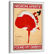 Negroni Aperitif | Worldwide A4 210 X 297Mm 8.3 11.7 Inches / Canvas Floating Frame: White Timber