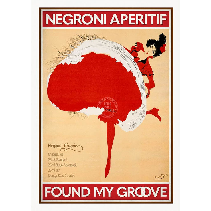 Negroni Aperitif | Worldwide A4 210 X 297Mm 8.3 11.7 Inches / Unframed Print Art
