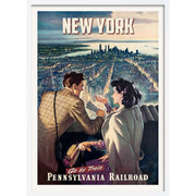 New York By Train | Usa A3 297 X 420Mm 11.7 16.5 Inches / Framed Print - White Timber Art