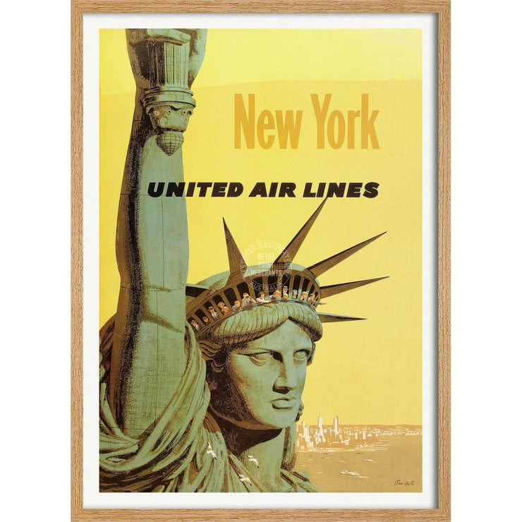 New York Statue Of Liberty | Usa 422Mm X 295Mm 16.6 11.6 A3 / Natural Oak Print Art