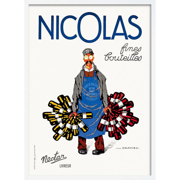 Nicolas Wines | France A4 210 X 297Mm 8.3 11.7 Inches / Framed Print: White Timber Print Art