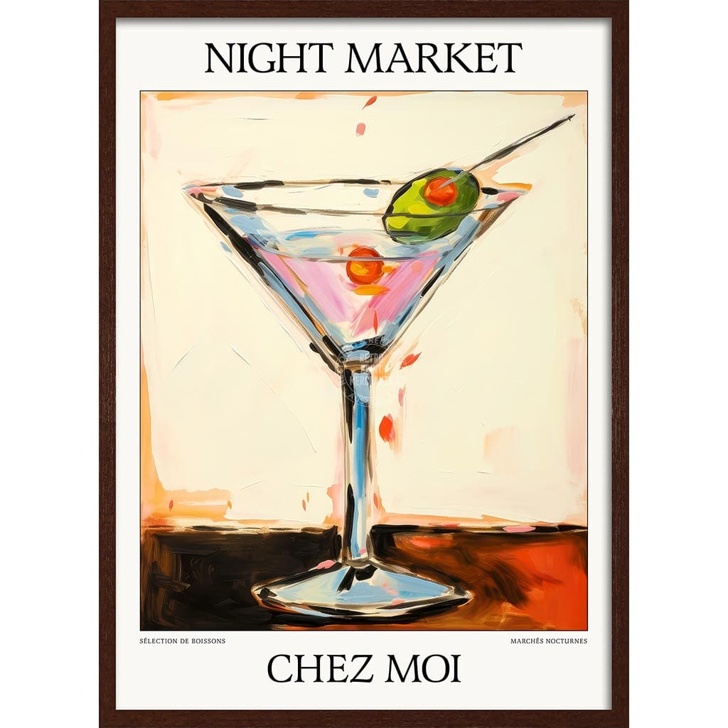 Night Market Martini | Chez Moi Or Personalise It! A4 210 X 297Mm 8.3 11.7 Inches / Framed Print: