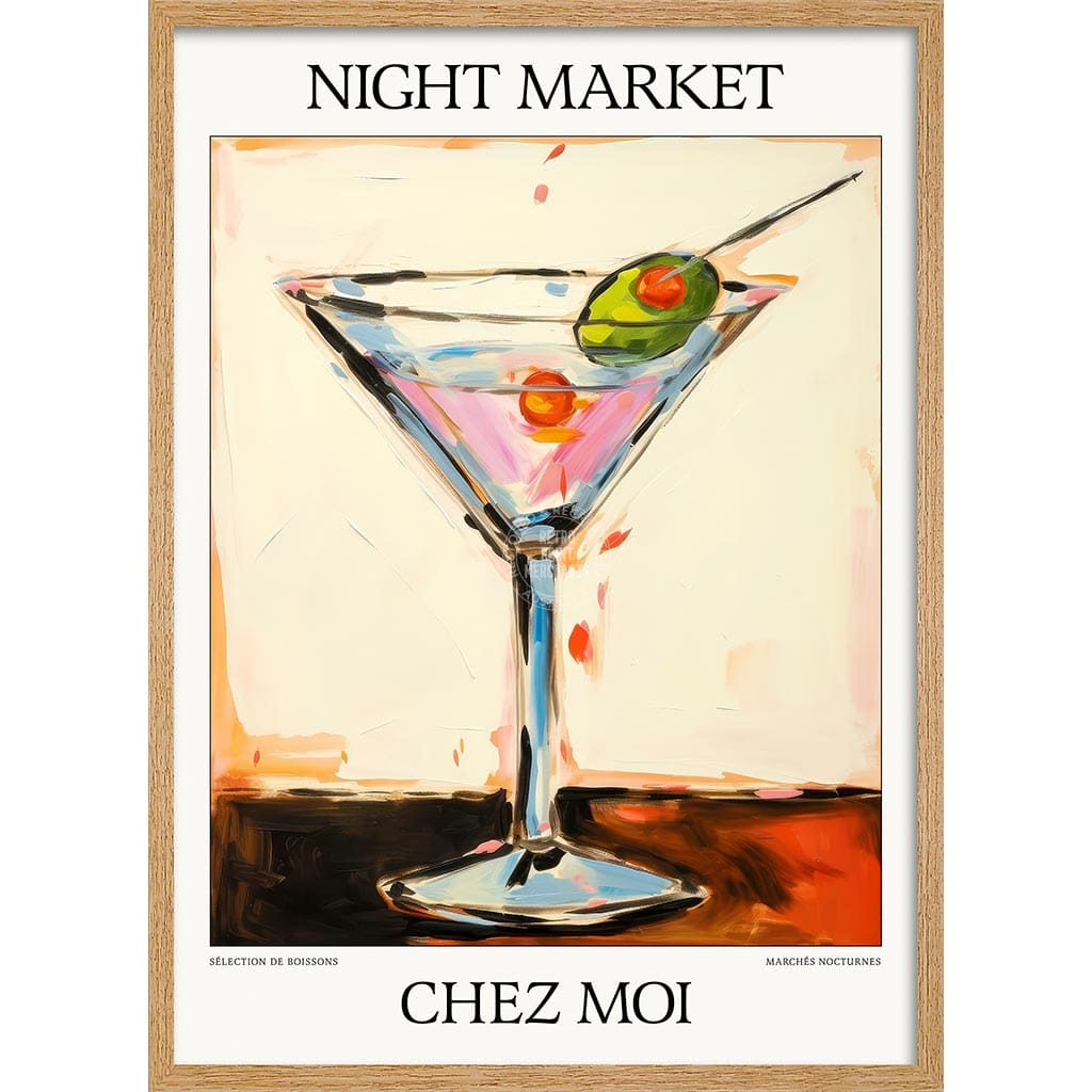 Night Market Martini | Chez Moi Or Personalise It! A4 210 X 297Mm 8.3 11.7 Inches / Framed Print: