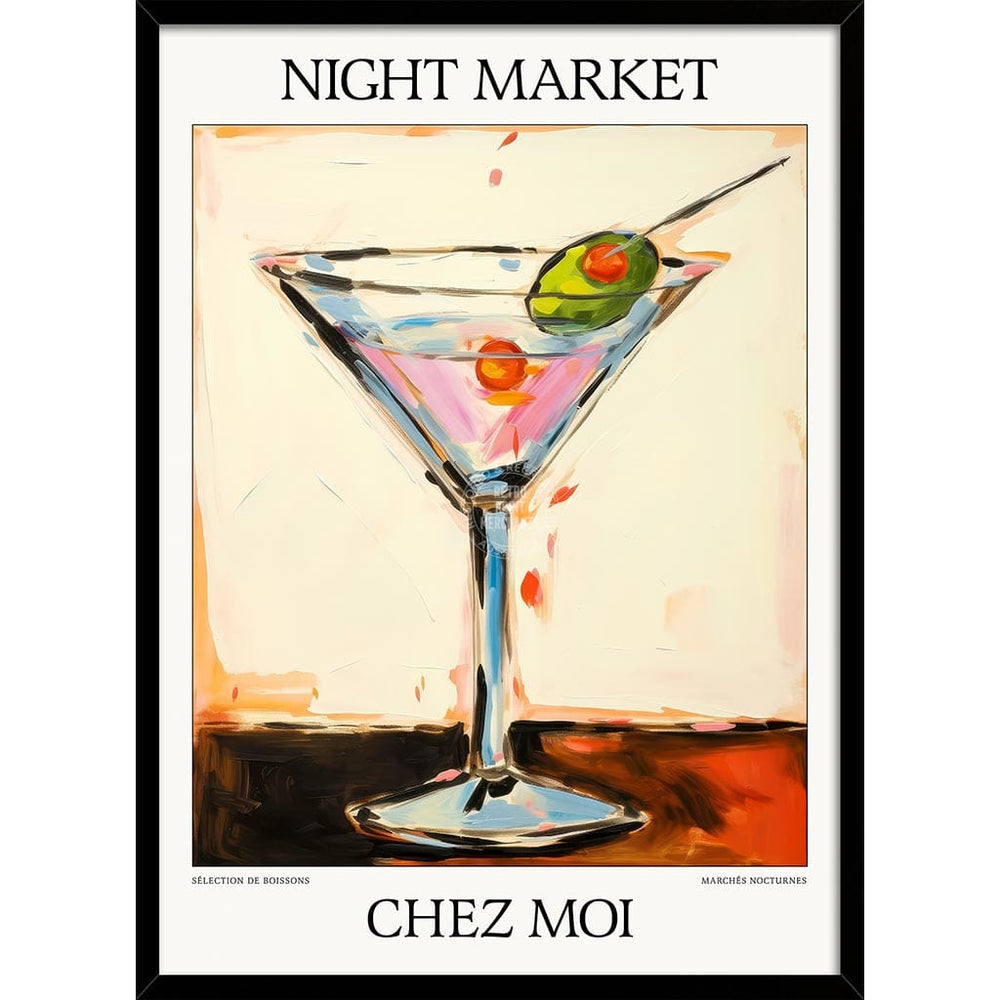 Night Market Martini | Chez Moi Or Personalise It! A4 210 X 297Mm 8.3 11.7 Inches / Framed Print: