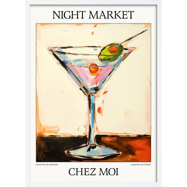 Night Market Martini | Chez Moi Or Personalise It! A4 210 X 297Mm 8.3 11.7 Inches / Framed Print: