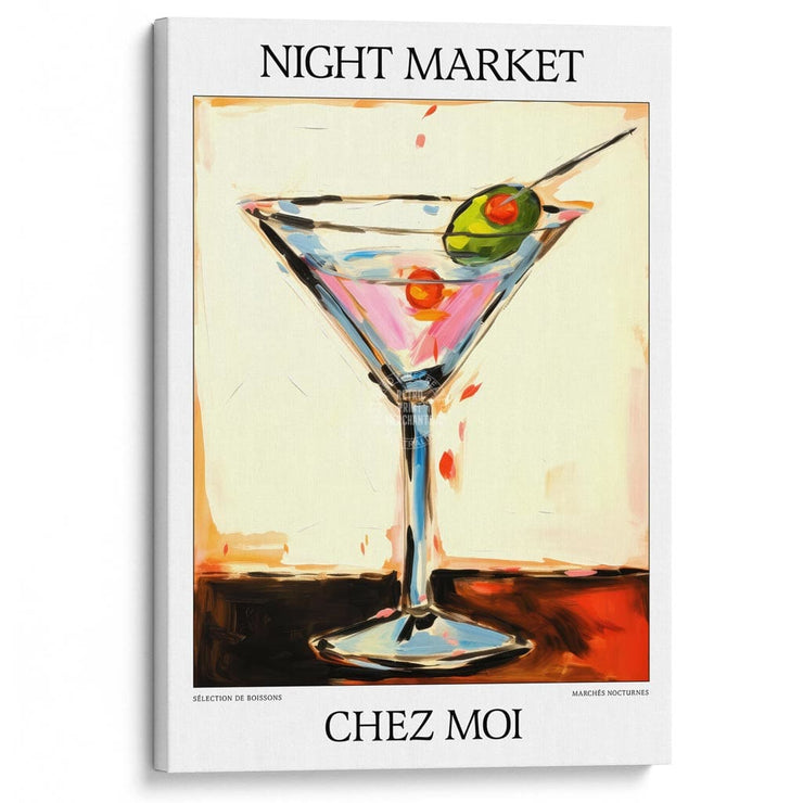 Night Market Martini | Chez Moi Or Personalise It! A4 210 X 297Mm 8.3 11.7 Inches / Stretched Canvas