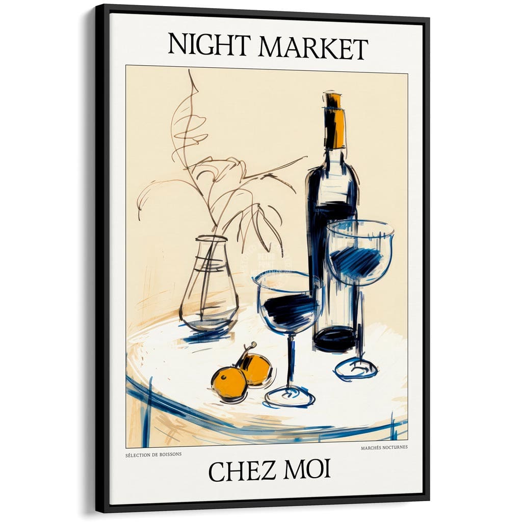 Night Market Wine | Chez Moi Or Personalise It! A4 210 X 297Mm 8.3 11.7 Inches / Canvas Floating