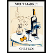 Night Market Wine | Chez Moi Or Personalise It! A4 210 X 297Mm 8.3 11.7 Inches / Framed Print: Black