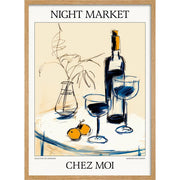 Night Market Wine | Chez Moi Or Personalise It! A4 210 X 297Mm 8.3 11.7 Inches / Framed Print: