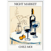 Night Market Wine | Chez Moi Or Personalise It! A4 210 X 297Mm 8.3 11.7 Inches / Framed Print: White
