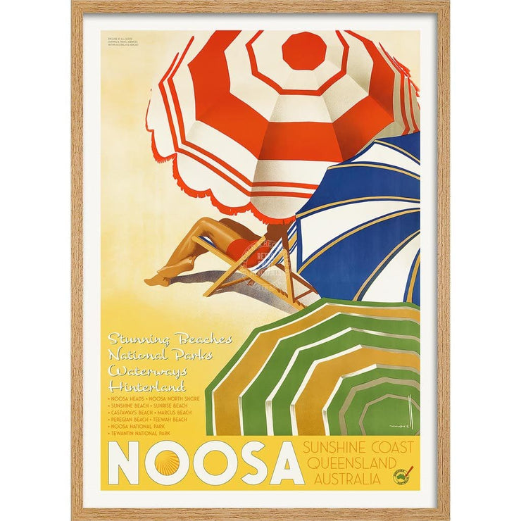Noosa | Australia A3 297 X 420Mm 11.7 16.5 Inches / Framed Print - Natural Oak Timber Art
