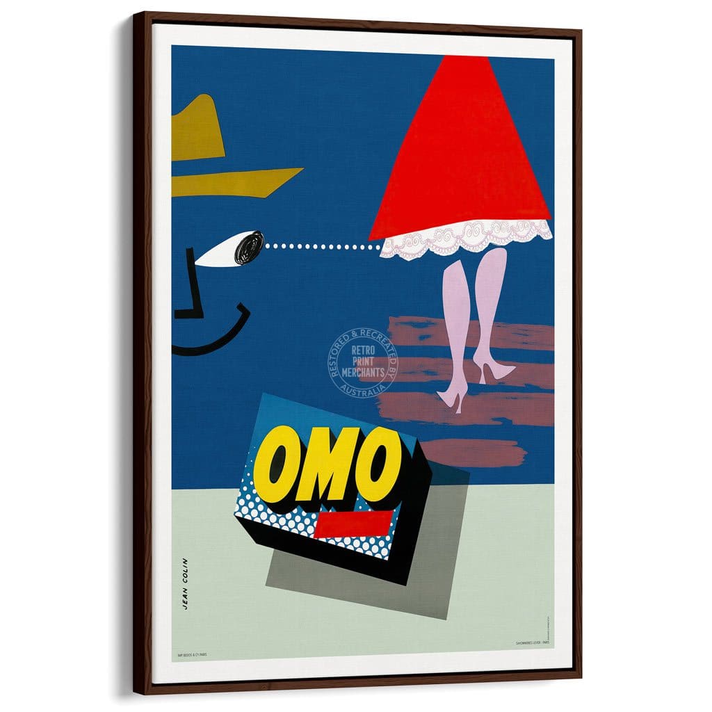 Omo Washing Powder | France A3 297 X 420Mm 11.7 16.5 Inches / Canvas Floating Frame - Dark Oak