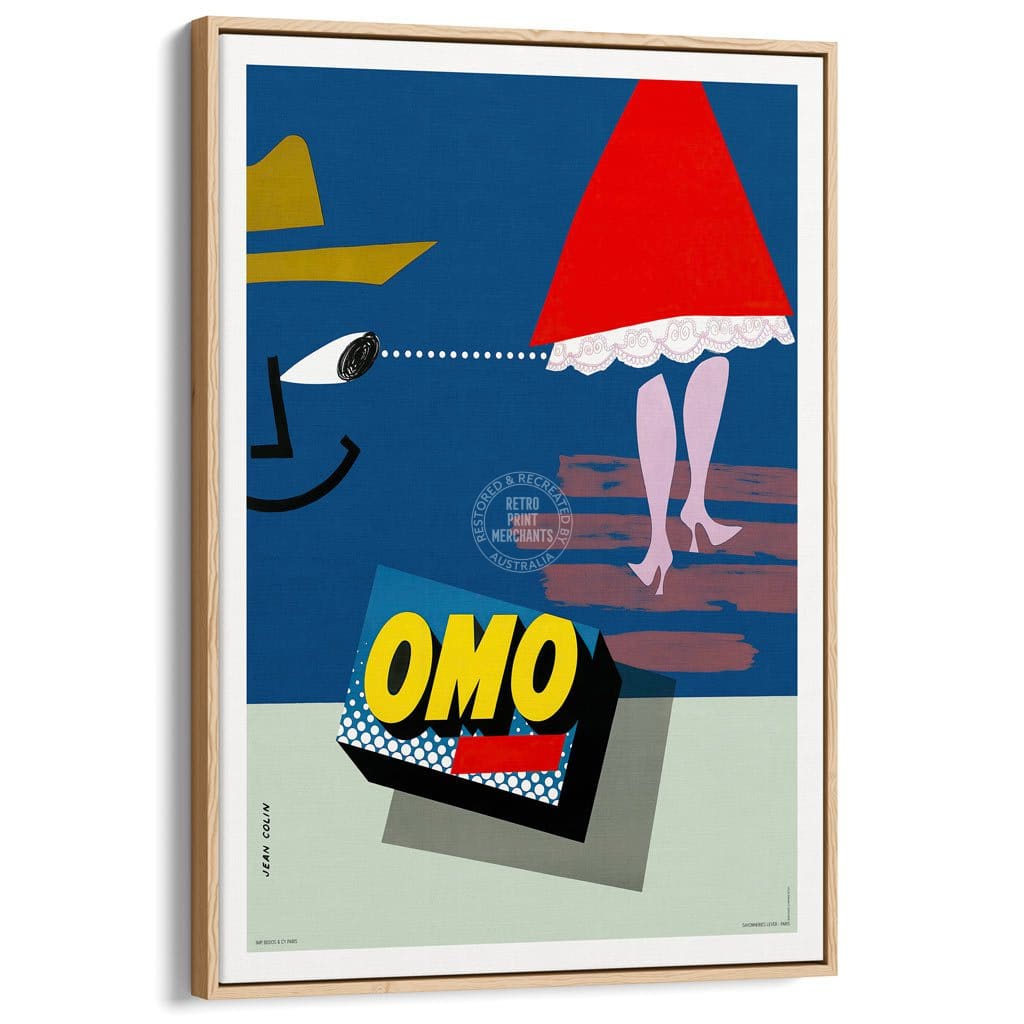 Omo Washing Powder | France A3 297 X 420Mm 11.7 16.5 Inches / Canvas Floating Frame - Natural Oak