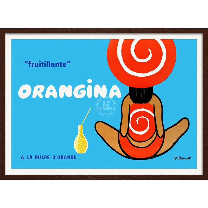 Orangina 1960S | France A3 297 X 420Mm 11.7 16.5 Inches / Framed Print - Dark Oak Timber Art