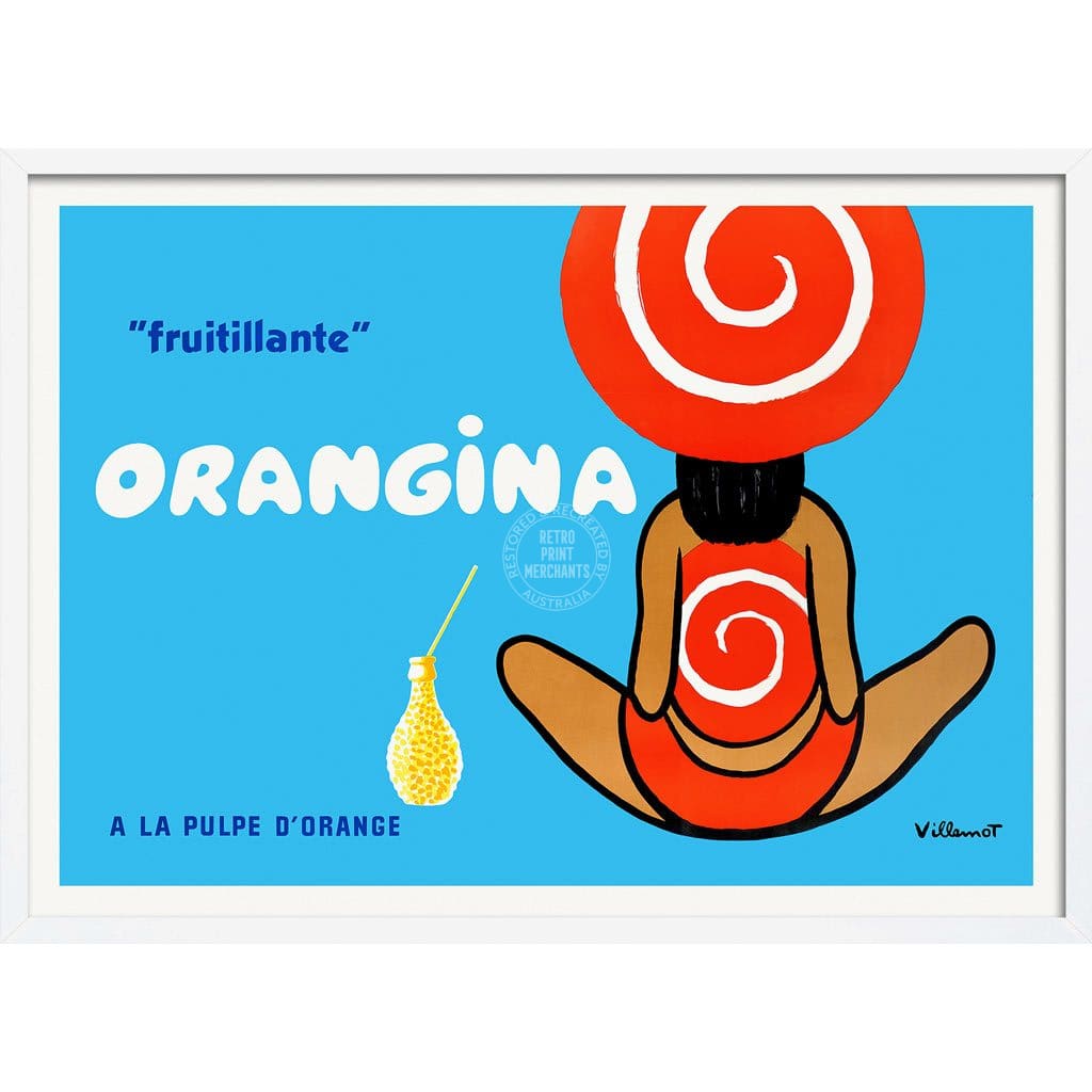 Orangina 1960S | France A3 297 X 420Mm 11.7 16.5 Inches / Framed Print - White Timber Art