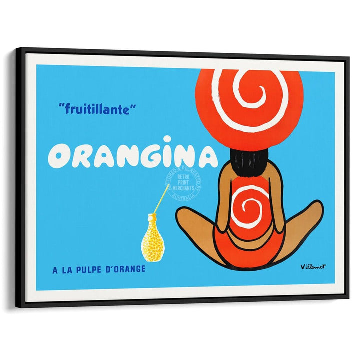 Orangina 1960S | France A3 297 X 420Mm 11.7 16.5 Inches / Canvas Floating Frame - Black Timber Print