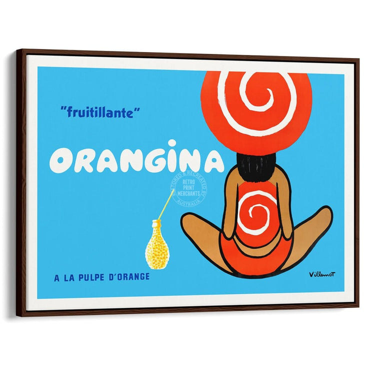Orangina 1960S | France A3 297 X 420Mm 11.7 16.5 Inches / Canvas Floating Frame - Dark Oak Timber