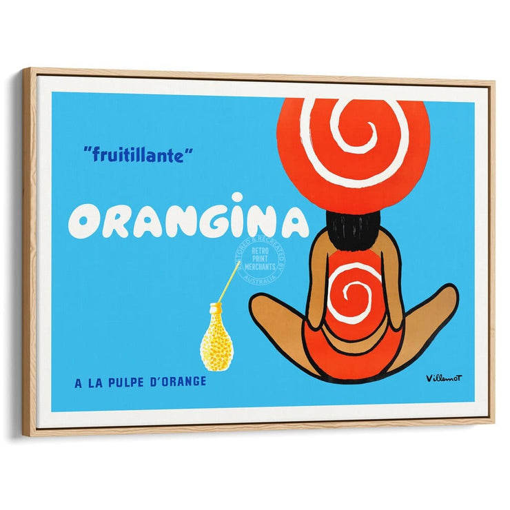 Orangina 1960S | France A3 297 X 420Mm 11.7 16.5 Inches / Canvas Floating Frame - Natural Oak Timber