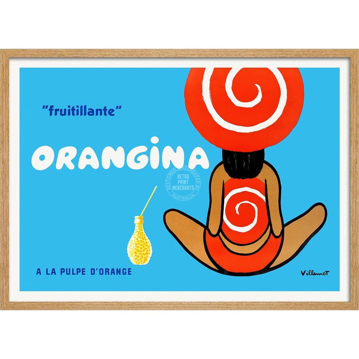 Orangina 1960S | France A3 297 X 420Mm 11.7 16.5 Inches / Framed Print - Natural Oak Timber Art