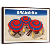 Orangina 1980S | France A3 297 X 420Mm 11.7 16.5 Inches / Canvas Floating Frame - Dark Oak Timber