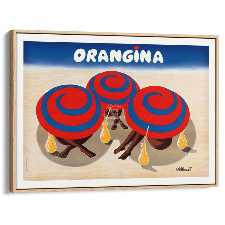 Orangina 1980S | France A3 297 X 420Mm 11.7 16.5 Inches / Canvas Floating Frame - Natural Oak Timber