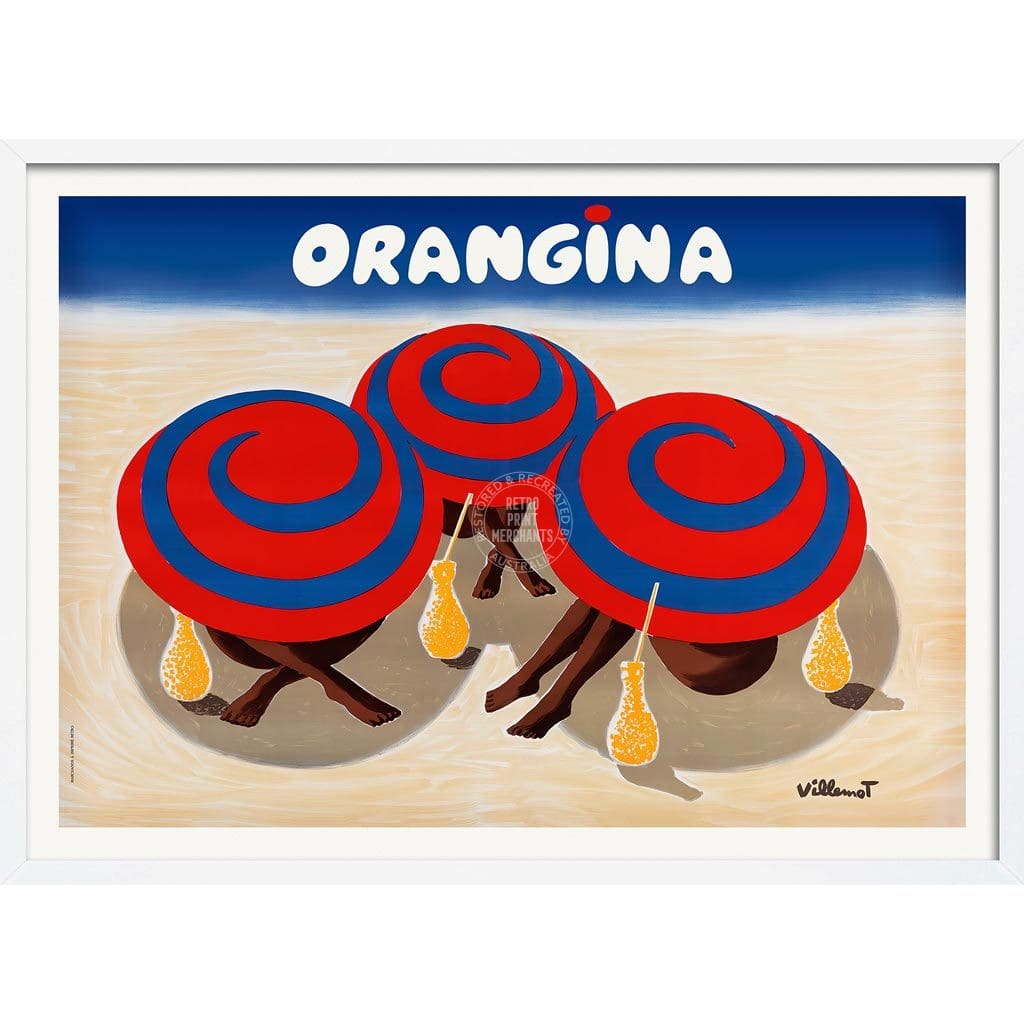 Orangina 1980S | France A3 297 X 420Mm 11.7 16.5 Inches / Framed Print - White Timber Art