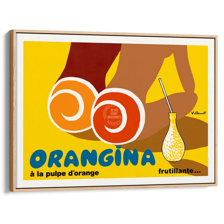 Orangina Beach Bums | France A3 297 X 420Mm 11.7 16.5 Inches / Canvas Floating Frame: Natural Oak