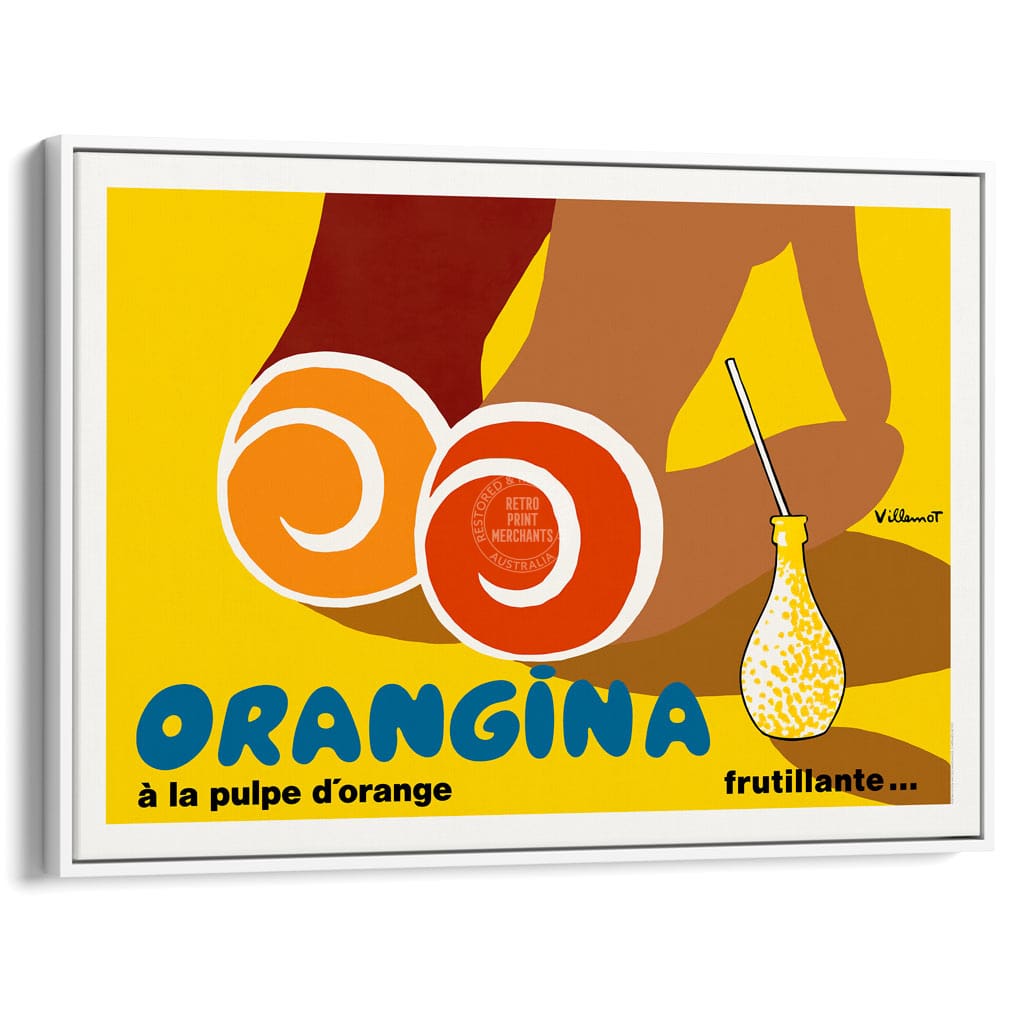 Orangina Beach Bums | France A3 297 X 420Mm 11.7 16.5 Inches / Canvas Floating Frame: White Timber