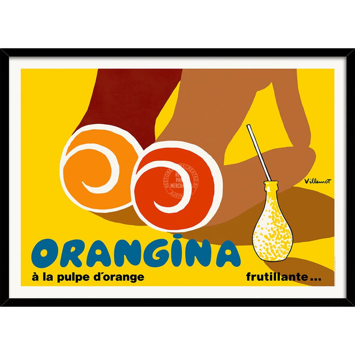 Orangina Beach Bums | France A3 297 X 420Mm 11.7 16.5 Inches / Framed Print: Black Timber Print Art