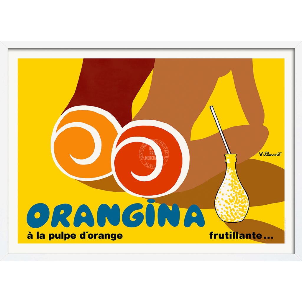 Orangina Beach Bums | France A3 297 X 420Mm 11.7 16.5 Inches / Framed Print: White Timber Print Art