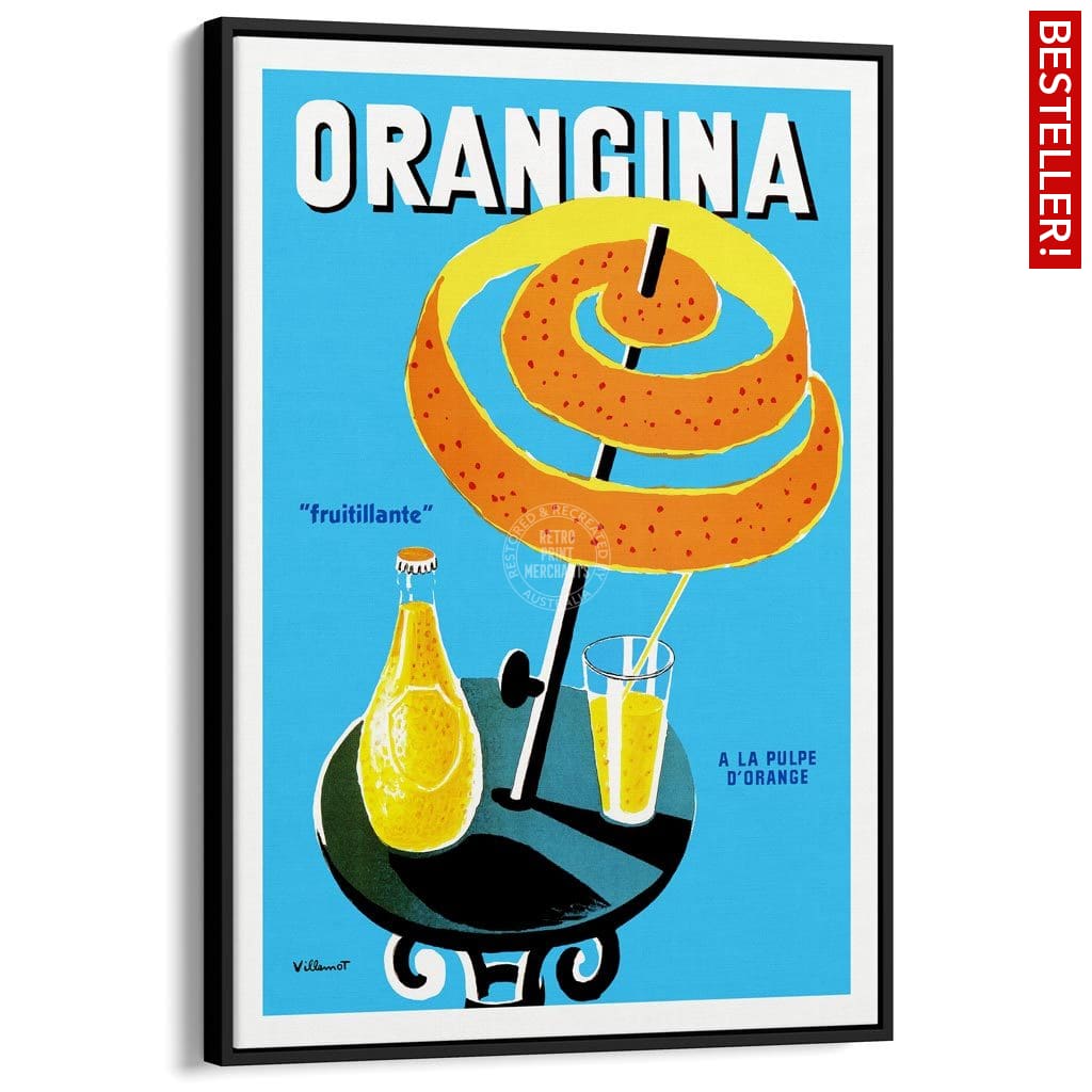 Orangina Fruitillante | France A3 297 X 420Mm 11.7 16.5 Inches / Canvas Floating Frame - Black