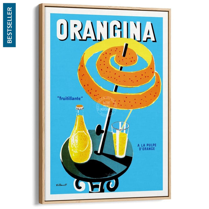 Orangina Fruitillante | France A3 297 X 420Mm 11.7 16.5 Inches / Canvas Floating Frame - Natural Oak