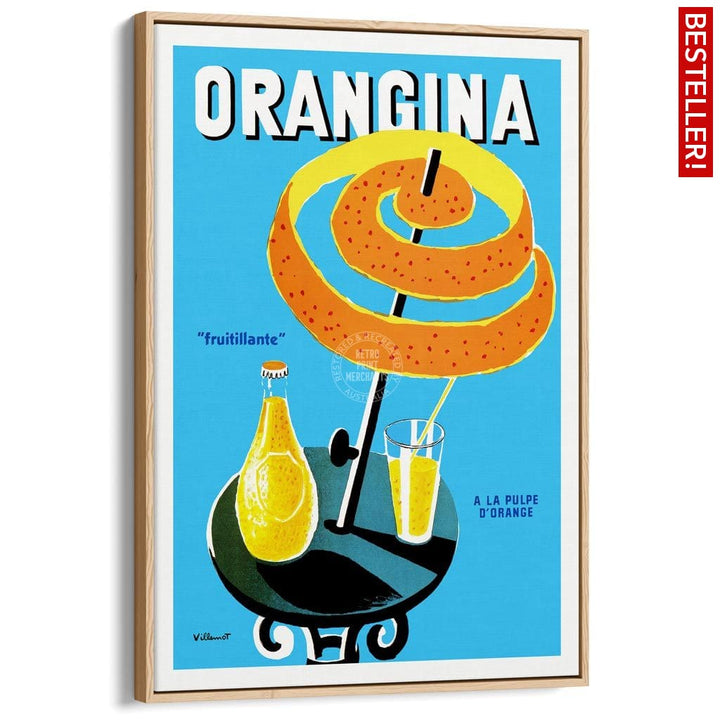 Orangina Fruitillante | France A3 297 X 420Mm 11.7 16.5 Inches / Canvas Floating Frame - Natural Oak