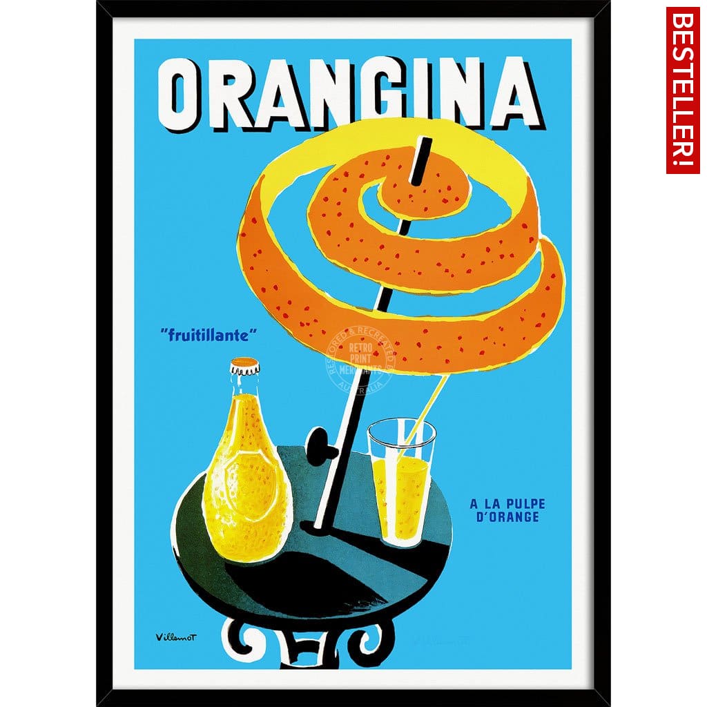 Orangina Fruitillante | France 422Mm X 295Mm 16.6 11.6 A3 / Black Print Art