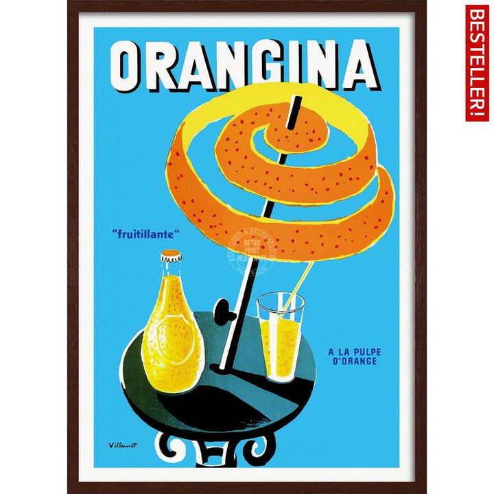 Orangina Fruitillante | France 422Mm X 295Mm 16.6 11.6 A3 / Dark Oak Print Art