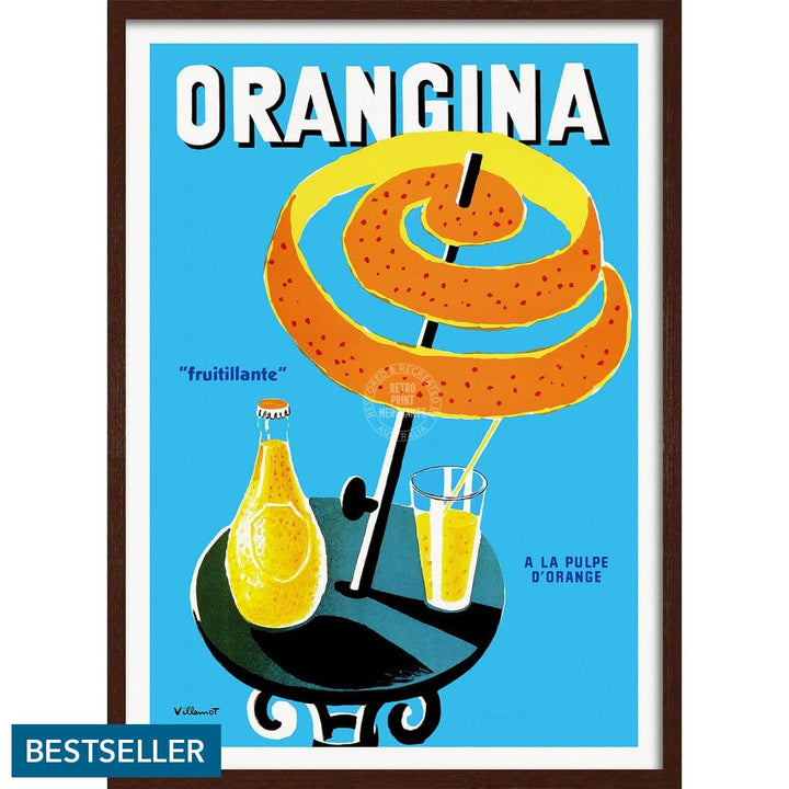 Orangina Fruitillante | France 422Mm X 295Mm 16.6 11.6 A3 / Dark Oak Print Art