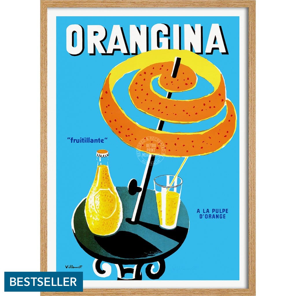 Orangina Fruitillante | France 422Mm X 295Mm 16.6 11.6 A3 / Natural Oak Print Art